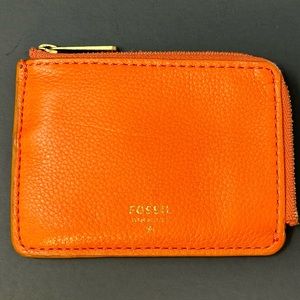 Fossil Orange Cowhide Leather Coin Purse